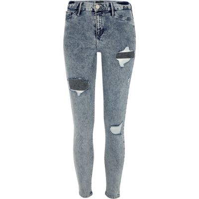 Acid wash ripped Molly jegging
